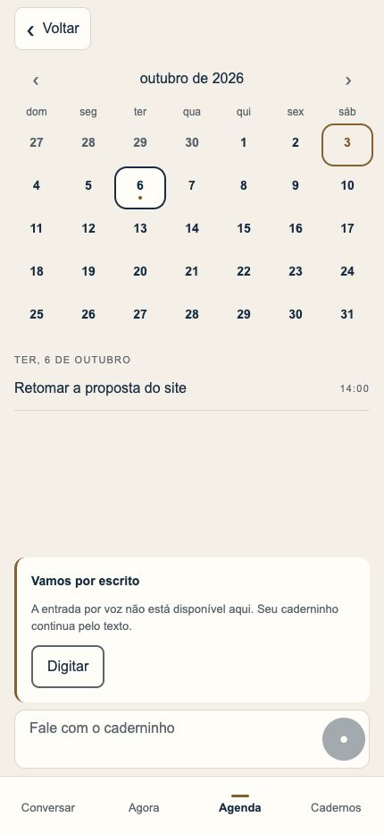 Agenda de demonstração com a ação Retomar a proposta do site, em 6 de outubro às 14h.