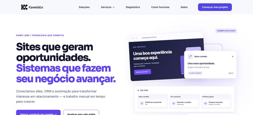 Página inicial da KaweLabs
