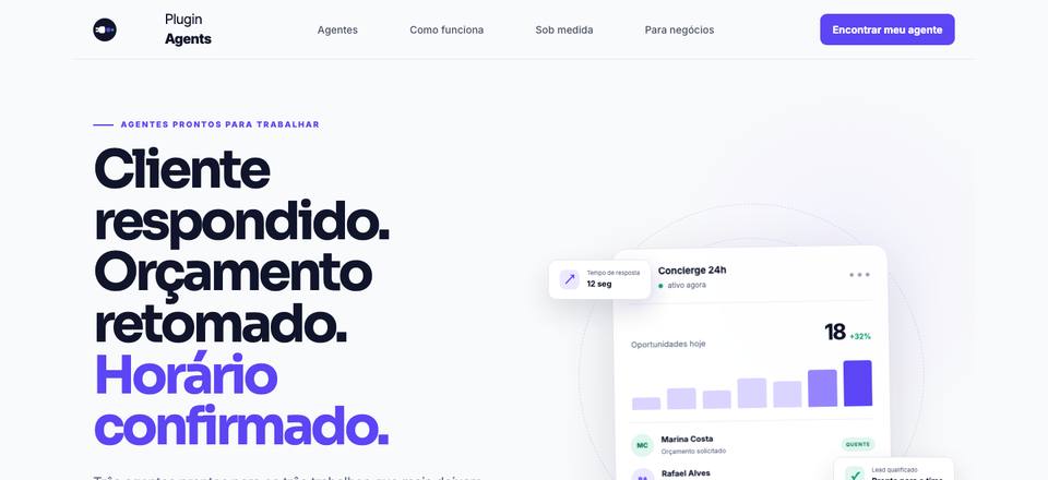 Página inicial da Plugin Agents