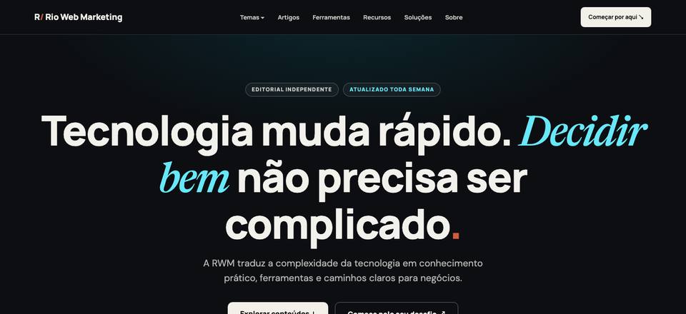 Página inicial da Rio Web Marketing